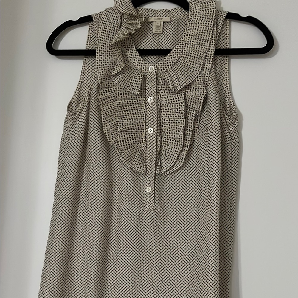 J. Crew Sleeveless Ruffled Bib Collar Blouse